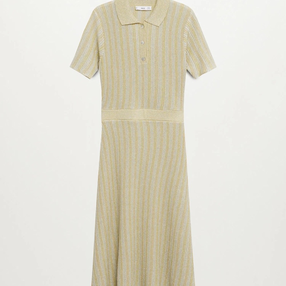 Mango Striped Knit Polo Dress